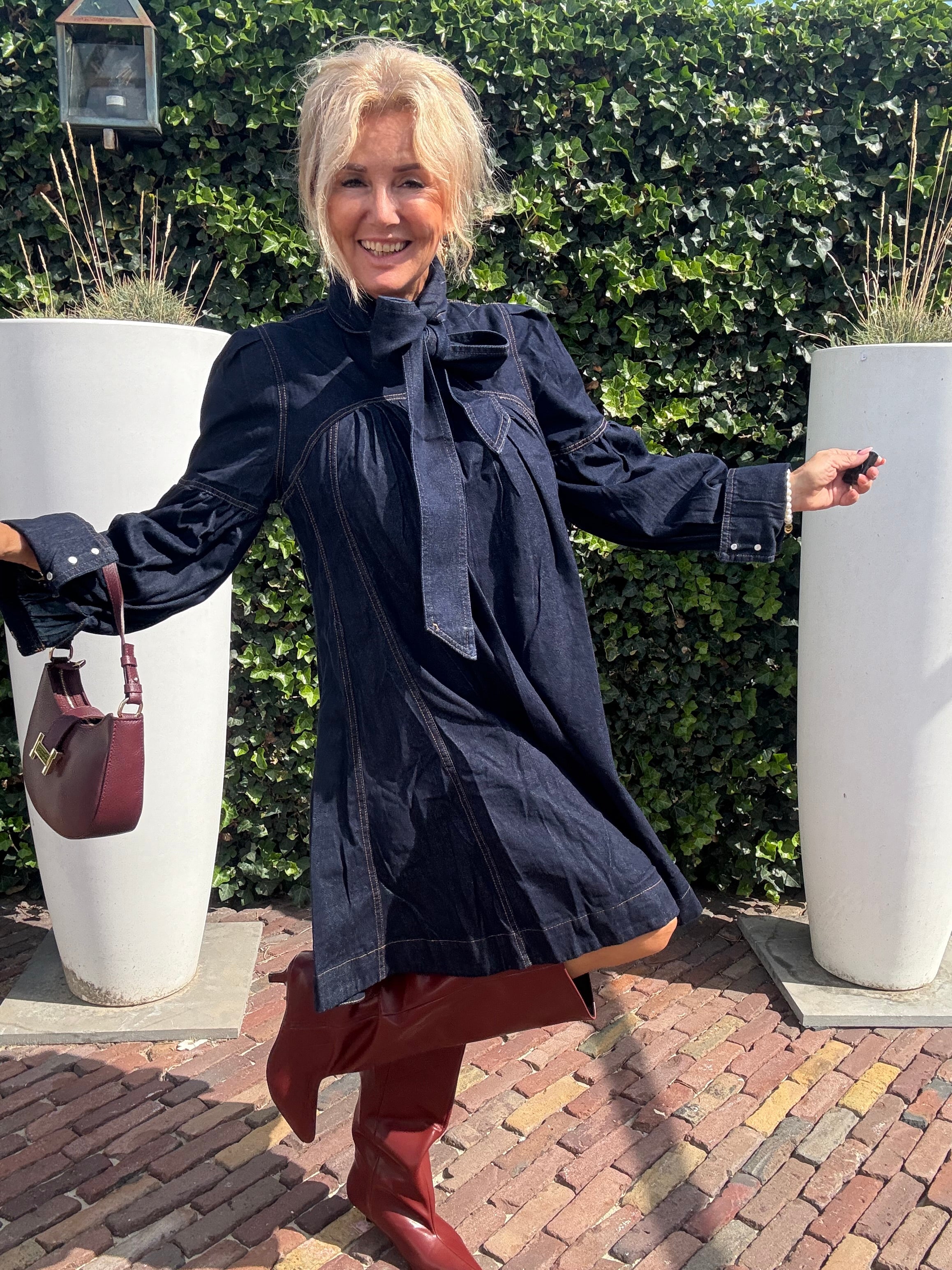 Jeans Dress Dark Bow